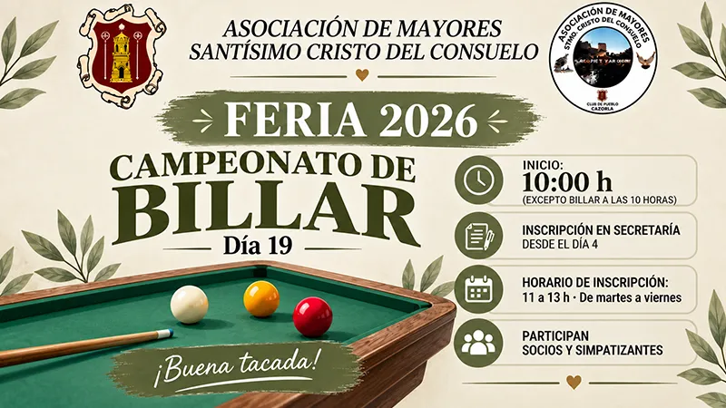 Campeonato de Billar a 3 Bandas · Asociación de Mayores