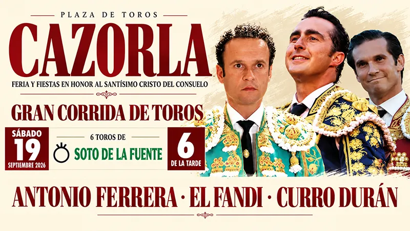 Cartel taurino de la Feria de Cazorla 2026
